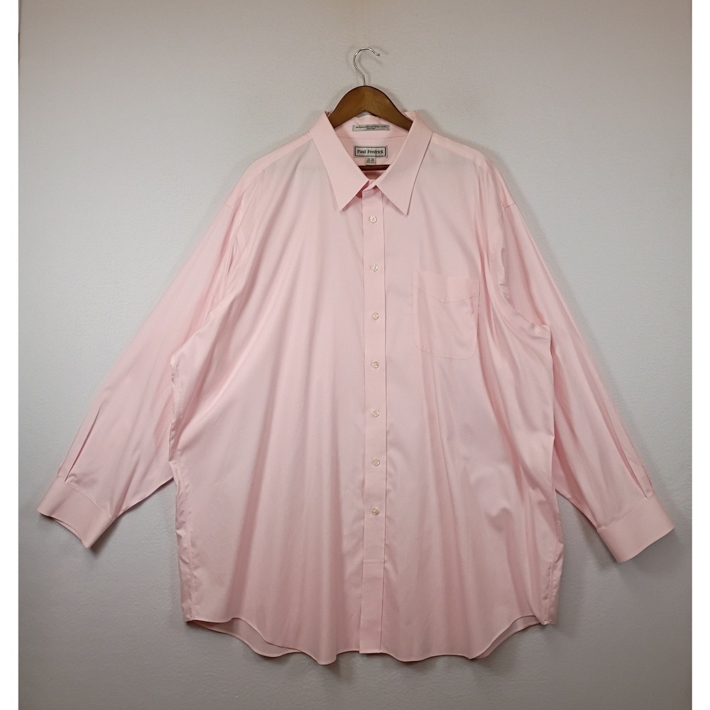 Classic Paul Fredrick Mens 20-36 Pink Non-Iron Pinpoint Cotton‎ Dress Shirt